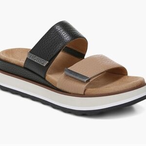 Vionic Brandie Leather Platform Slide Sandal Size 10